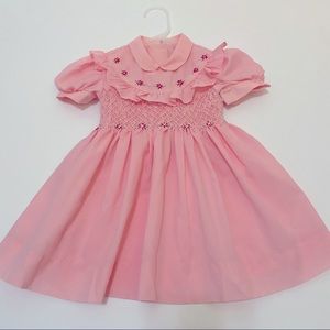 Vintage Sears Perma-Prest Pink Smocked Dress, Size 2-3T, perfect for Easter!